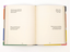 A journal open to pages with self-esteem improving prompts